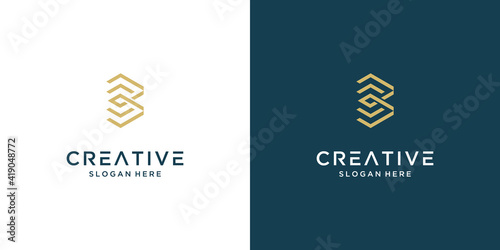 Abstract gold letter G logo design template