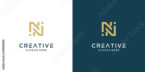 Minimalist elegant letter N logo design premium
