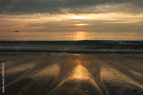 Welcoming the sunrise on the Black Sea coast in the morning