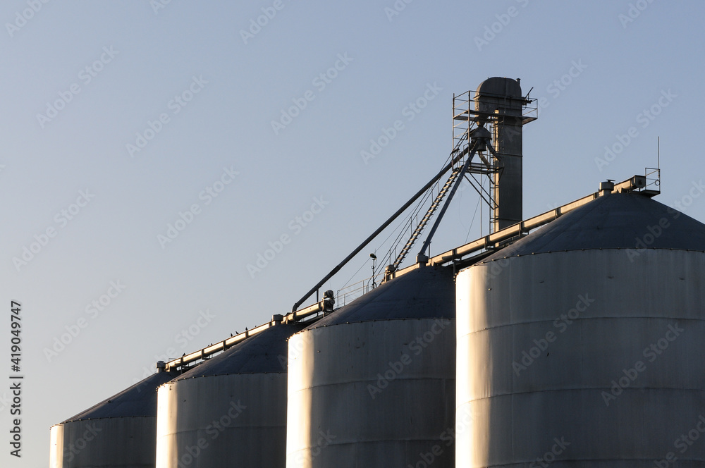 Steel and chrome industrial grain silo