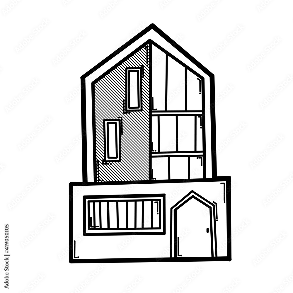 House building doodle vector icon. Drawing sketch illustration hand drawn line eps10 House building doodle vector icon. Drawing sketch illustration hand drawn line eps10