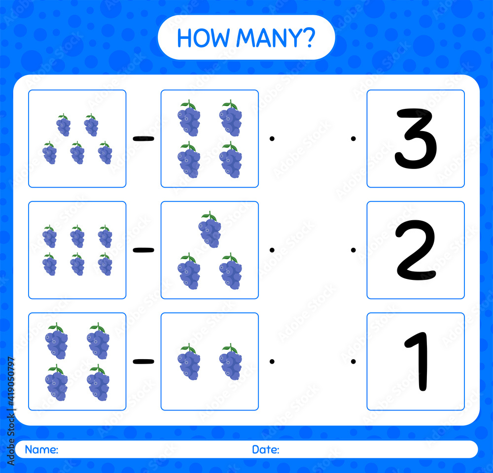 How many counting game with blueberry worksheet for preschool kids, kids activity sheet, printable worksheet How many counting game with blueberry worksheet for preschool kids, kids activity sheet, printable worksheet