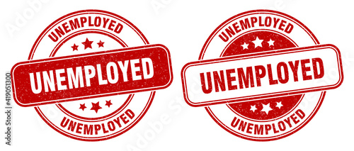 unemployed stamp. unemployed label. round grunge sign