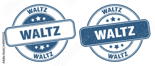 waltz stamp. waltz label. round grunge sign