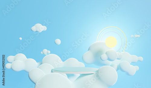 Abstract coloful pastel background with cylinder podium, Geometry stand for kids or baby products. 3D render.