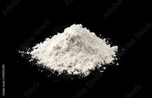 White flour on black background