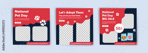 National pet day. Pet shop banner template. Promotional banner for social media post.