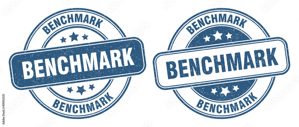 benchmark stamp. benchmark label. round grunge sign