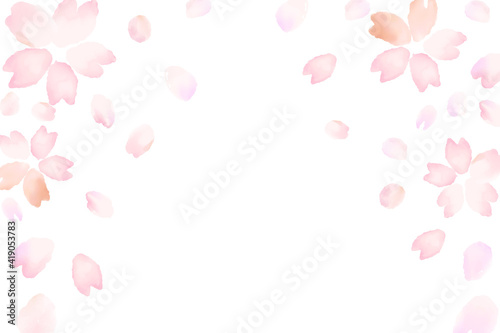 水彩風の桜と花びら