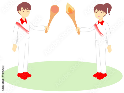 聖火リレーのイラスト／Illustration of the torch relay