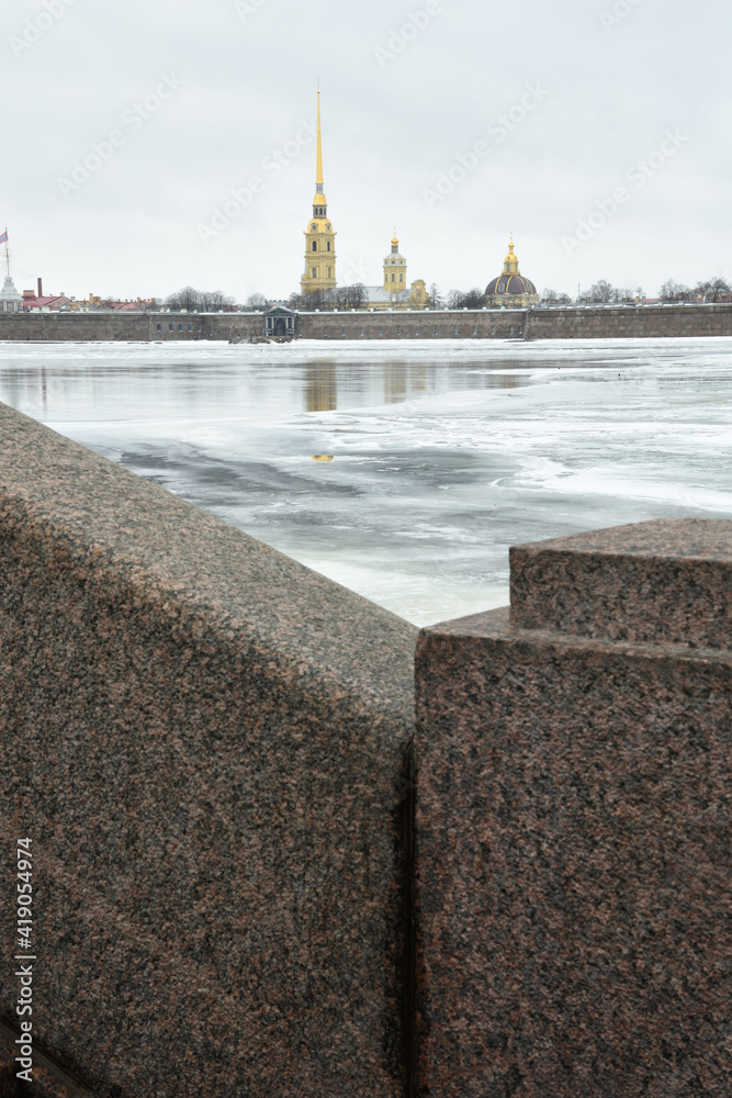 Melting ice on the Neva River.