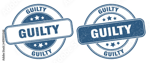guilty stamp. guilty label. round grunge sign