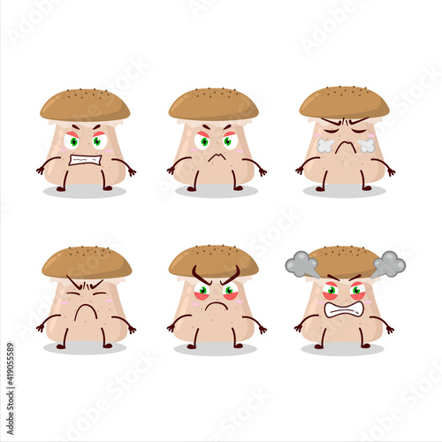 Honey fungus cartoon character with various angry expressions