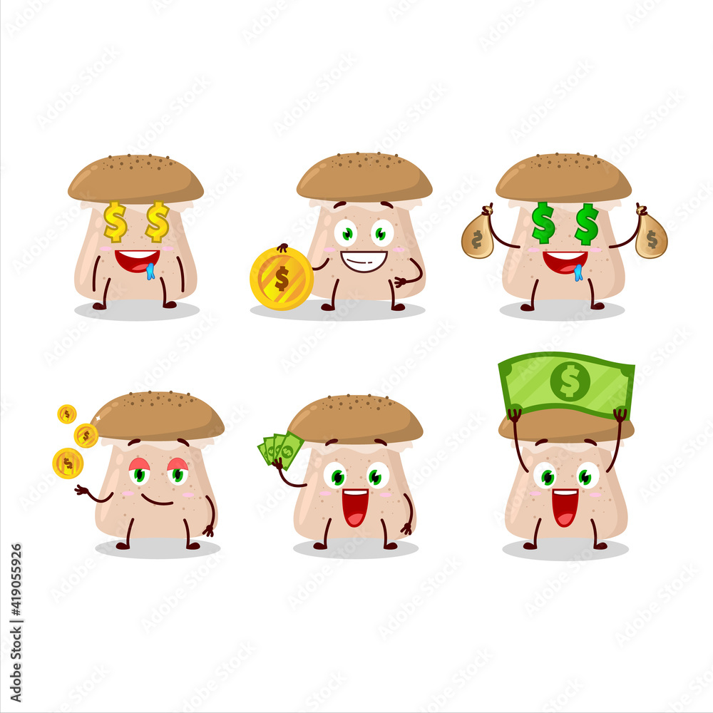 Honey fungus cartoon character with cute emoticon bring money Honey fungus cartoon character with cute emoticon bring money