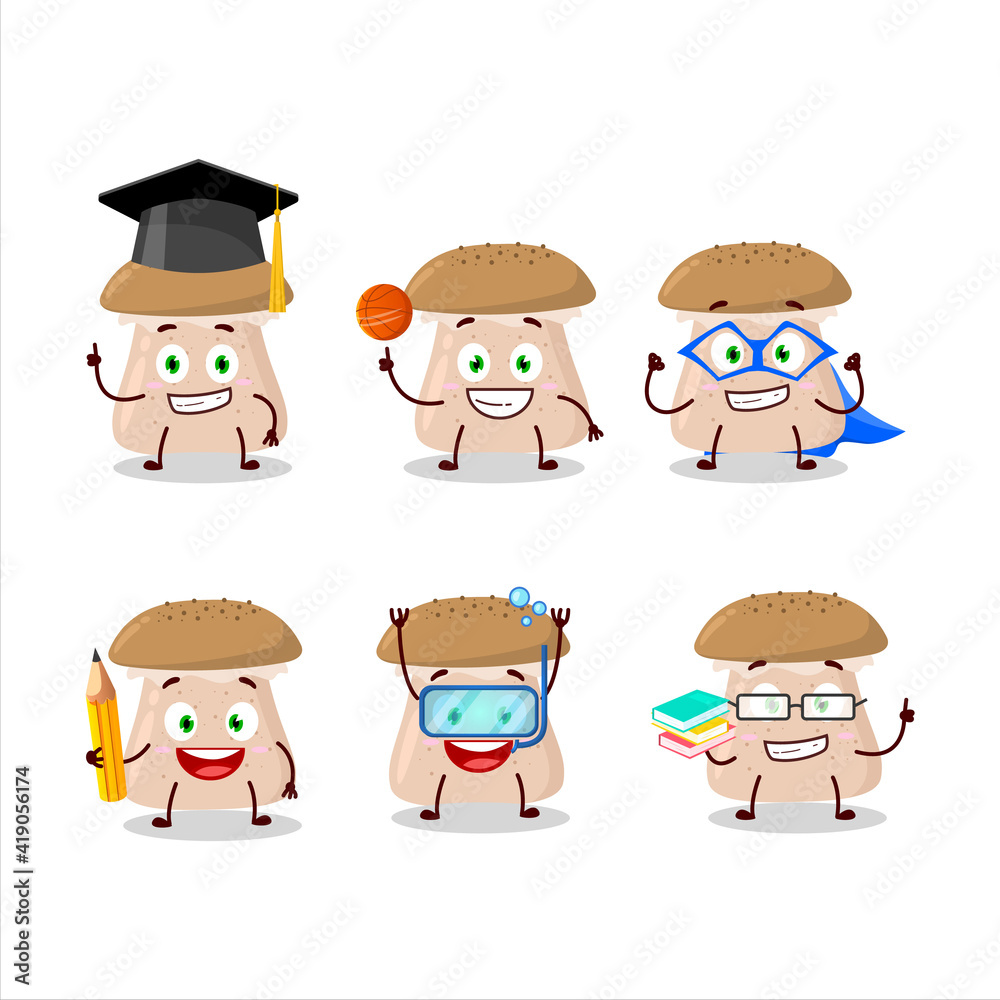 School student of honey fungus cartoon character with various expressions School student of honey fungus cartoon character with various expressions