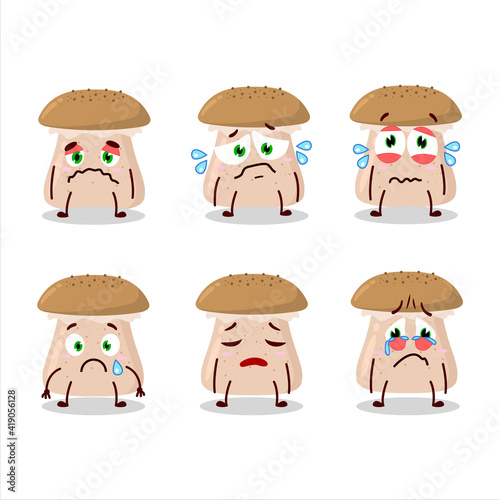 Honey fungus cartoon character with sad expression