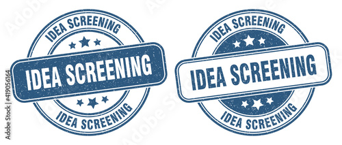 idea screening stamp. idea screening label. round grunge sign