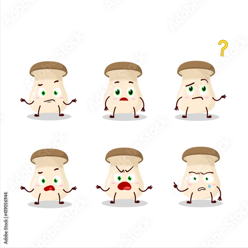Cartoon character of king trumpet mushroom with what expression
