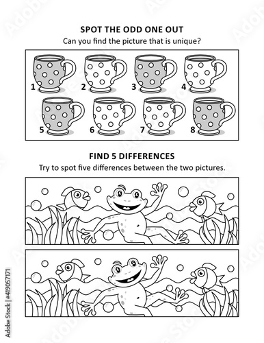Activity sheet for kids with two puzzles
