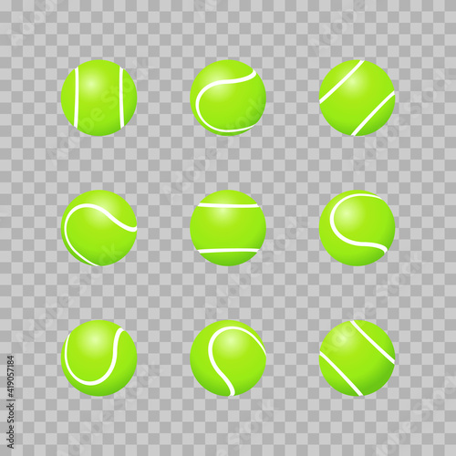 Tennis balls. Tennis balls on a transparents background with a shadow. Vector illustration