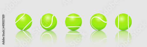 Tennis balls. Tennis balls on a gray background with a shadow. Vector illustration