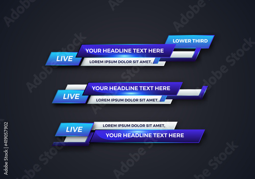 abstract modern geometric lower third banner template design. TV News Bars. broadcasting live streaming. interface template. Vector Illustration.