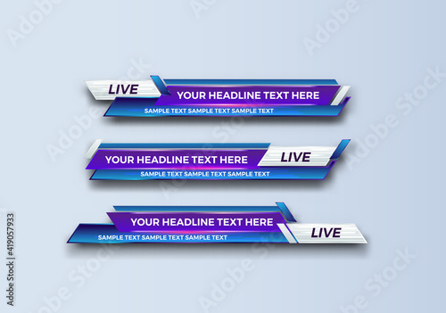 abstract modern geometric lower third banner template design. TV News Bars. broadcasting live streaming. interface template. Vector Illustration.