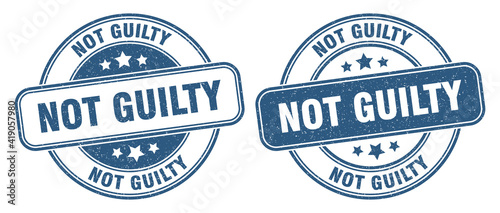 not guilty stamp. not guilty label. round grunge sign