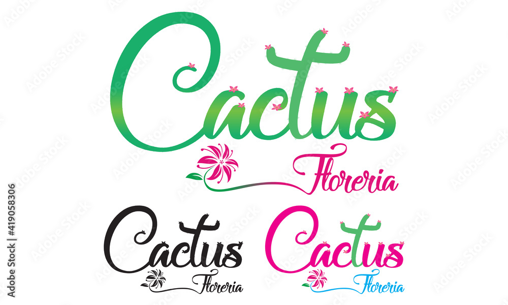 Obraz premium Cactus Floreria logo concept idea 