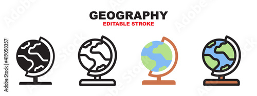 Geography icon set with different styles. Editable stroke and pixel perfect. Can be used for web, mobile, ui and more.