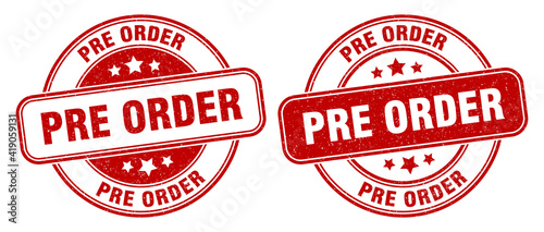 pre order stamp. pre order label. round grunge sign
