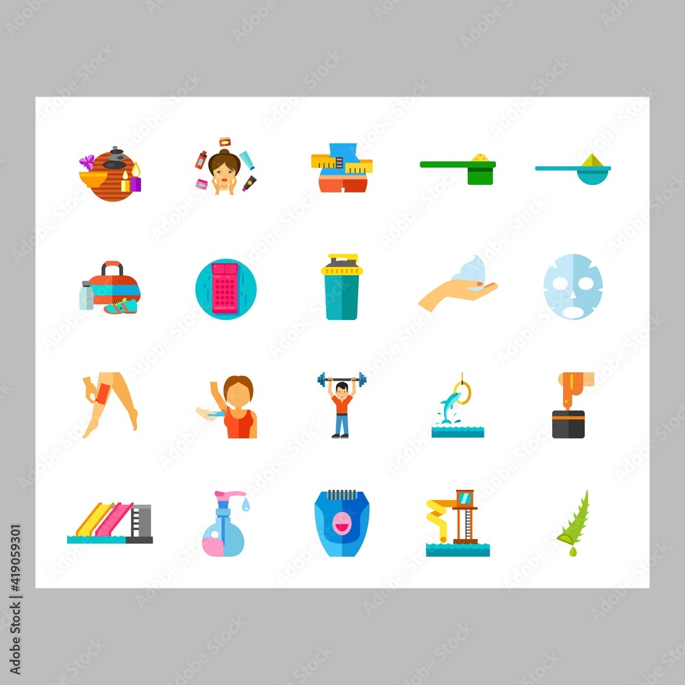 Gym and spa icon set Free Vector Gym and spa icon set Free Vector