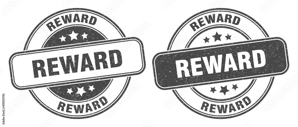 reward stamp. reward label. round grunge sign