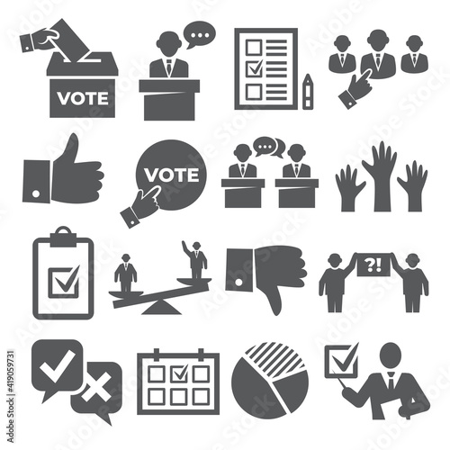 Vote icons set on white background