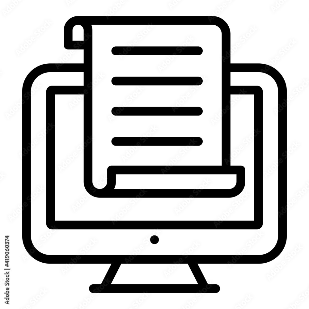 Paper inside monitor, outline design of online document Paper inside monitor, outline design of online document