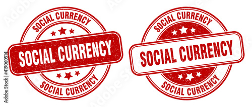 social currency stamp. social currency label. round grunge sign