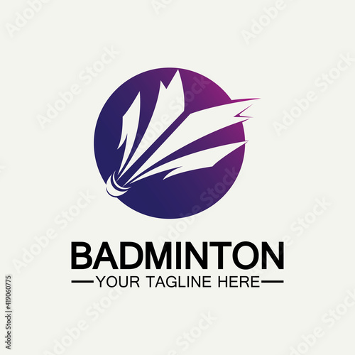 Badminton Logo vector icon illustration design template.Badminton Shuttlecock icon logo.Badminton sport logo template vector. Sport club logo concept