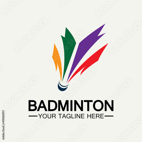 Badminton Logo vector icon illustration design template.Badminton Shuttlecock icon logo.Badminton sport logo template vector. Sport club logo concept