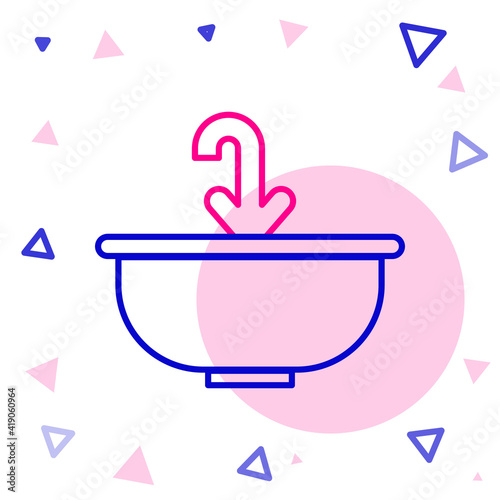 Line Washbasin with water tap icon isolated on white background. Colorful outline concept. Vector Illustration.