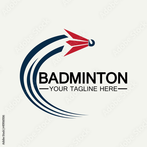 Badminton Logo vector icon illustration design template.Badminton Shuttlecock icon logo.Badminton sport logo template vector. Sport club logo concept