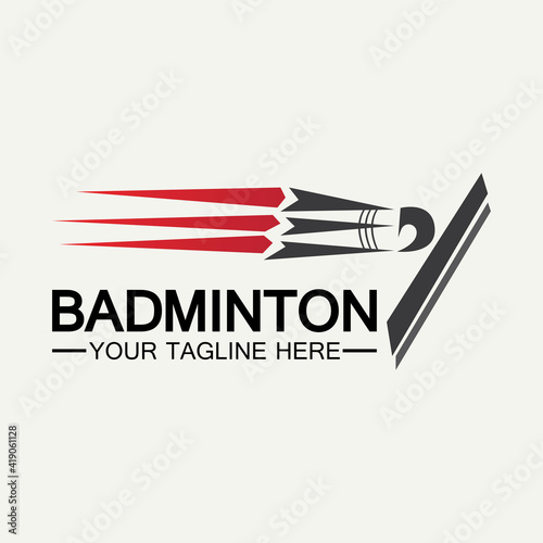 Badminton Logo vector icon illustration design template.Badminton Shuttlecock icon logo.Badminton sport logo template vector. Sport club logo concept
