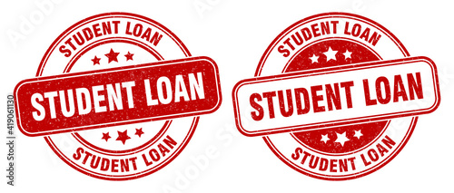 student loan stamp. student loan label. round grunge sign