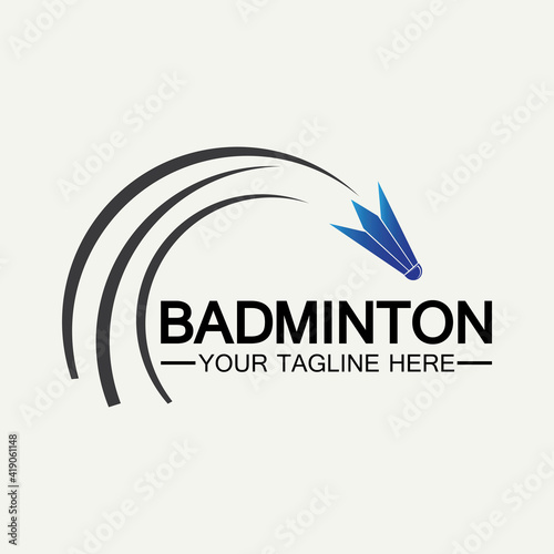 Badminton Logo vector icon illustration design template.Badminton Shuttlecock icon logo.Badminton sport logo template vector. Sport club logo concept