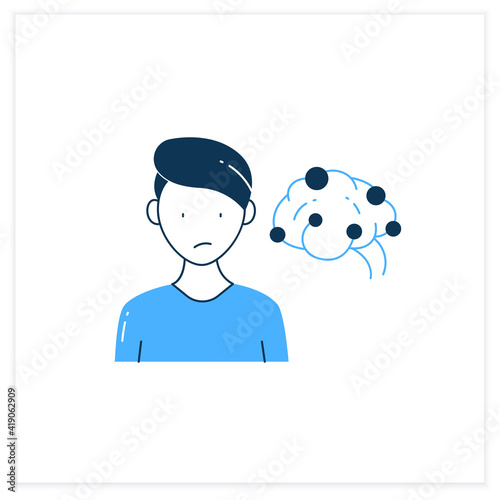 Continuous partial attention flat icon. Simultaneously pay attention to several sources of information. Information overload concept. Vector illustration