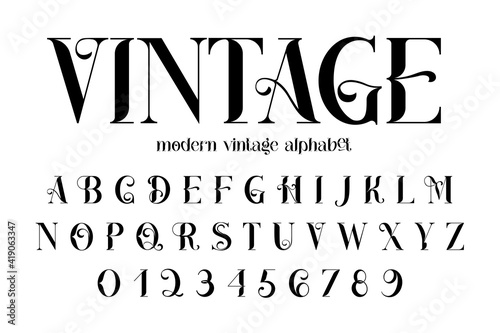 Vintage decorative font - Cathleen. Retro typerface. Elegance serif alphabet. Vector font for label, branding, tags, t-shirt, alcohol bottle.