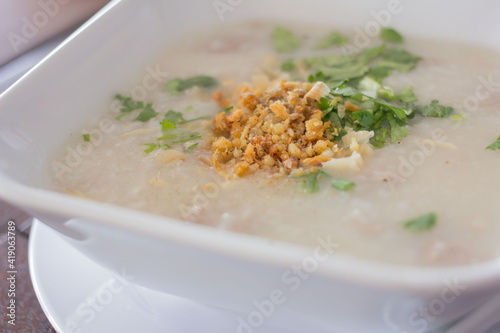 Thai breakfast rice soup