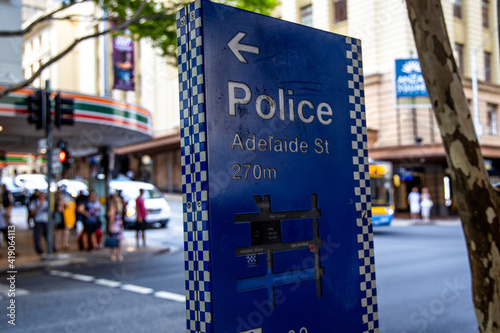 A sign of Queensland Police sign in Australia