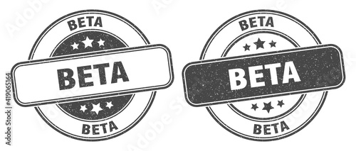 beta stamp. beta label. round grunge sign