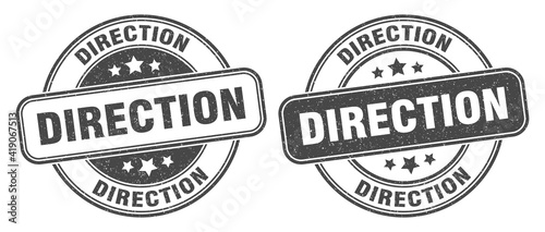 direction stamp. direction label. round grunge sign