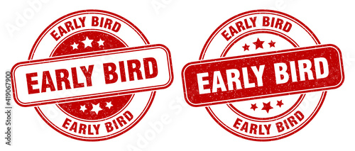 early bird stamp. early bird label. round grunge sign